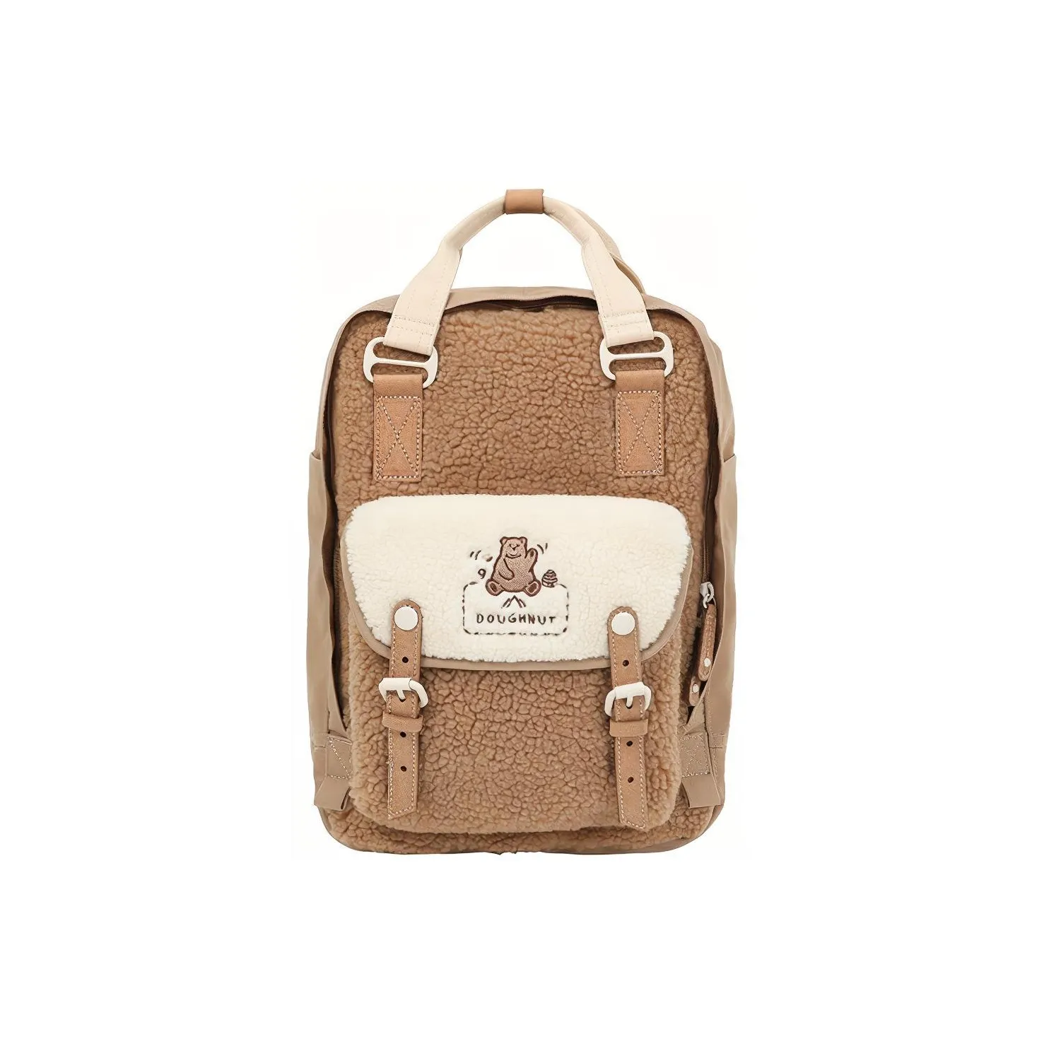 Doughnut Plush Polar Fleece Laptop Bag Travel Bag Backpack Handbag Backpack Medium Size Women's Affordable/Hazelnut