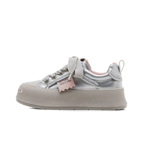 RENBEN Кроссовки для скейтбординга Low Top Серебристо-розовые Женские