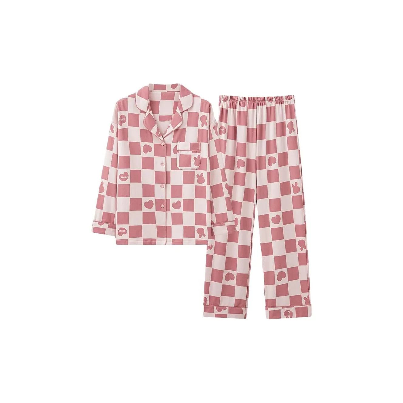 MIIOW Pajama Set Women's Pink Plaid