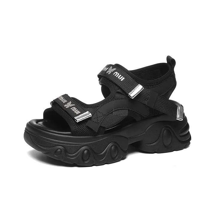 Golden Silk Rabbit Beach Sandals Women's Black