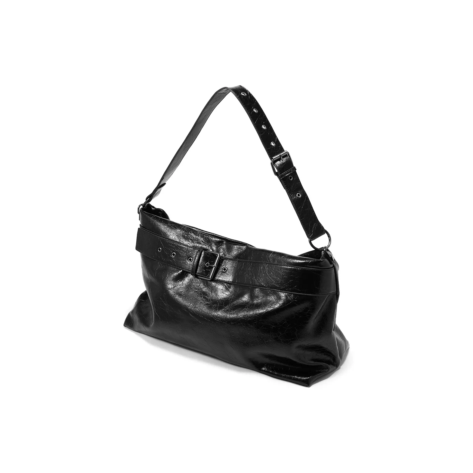 Yawei Kuroda PU (полиуретан) Искусственная кожа Сумка через плечо Большая Унисекс Чисто черная