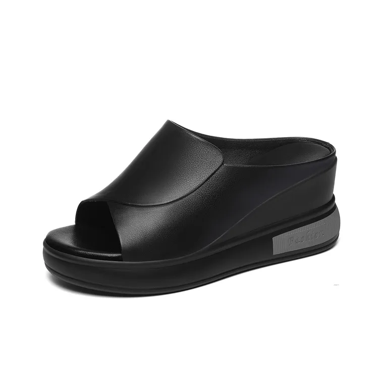 Golden Silk Rabbit PU Polyurethane Slide Slippers Women's