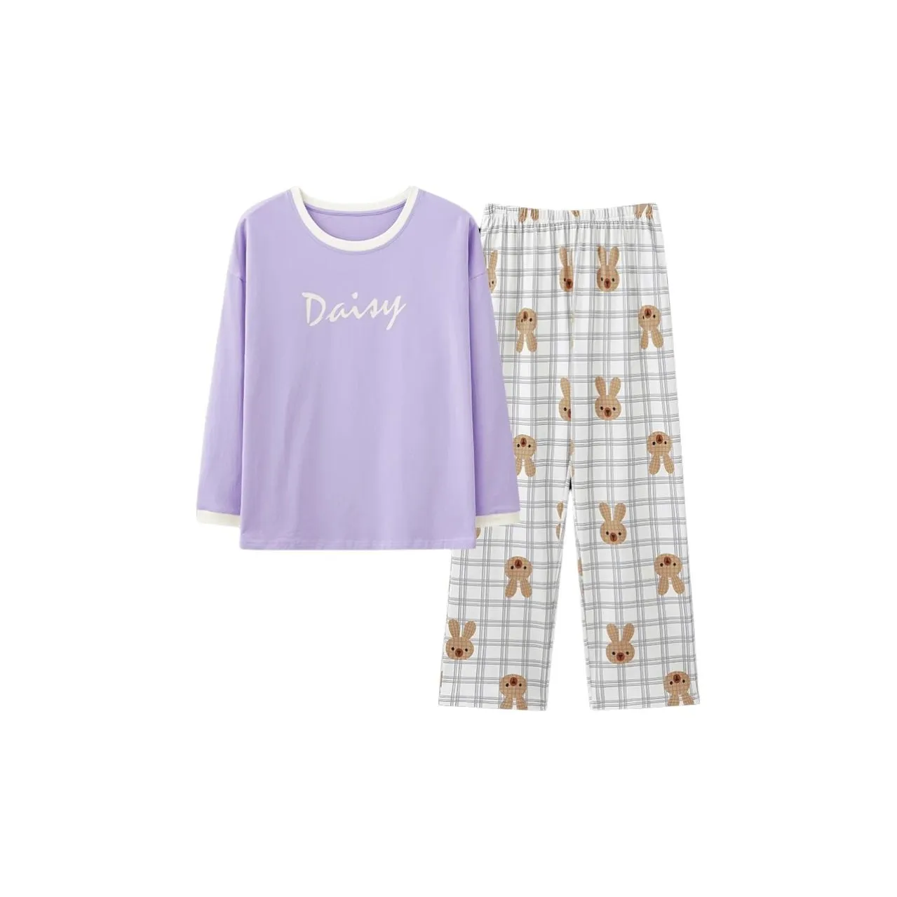 MIIOW Pajama Set Women's Purple Plaid Rabbit