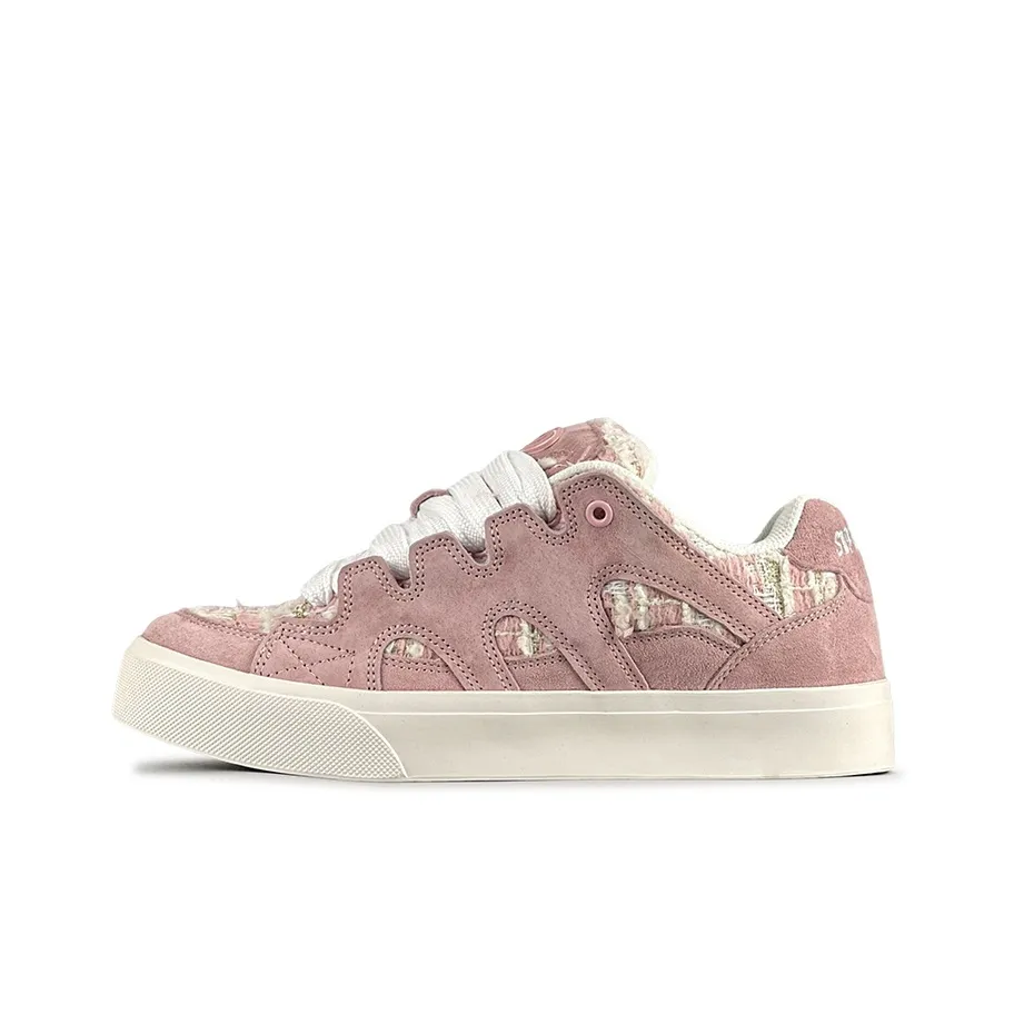 LuzaoT SUPER DRAG Chanel-Inspired Puffy Shoes Anti-Slip Wear-Resistant Low-Top Skateboard Shoes Women's Pink
