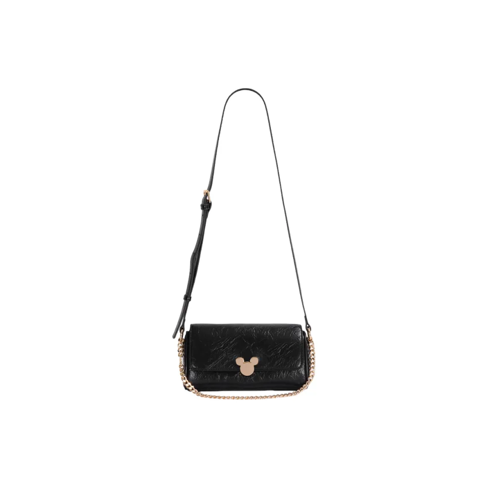 Disney Mickey Series PU Shoulder Bag, Small Square Bag, Crossbody Bag, Shoulder Bag Medium Size Women's Black/White