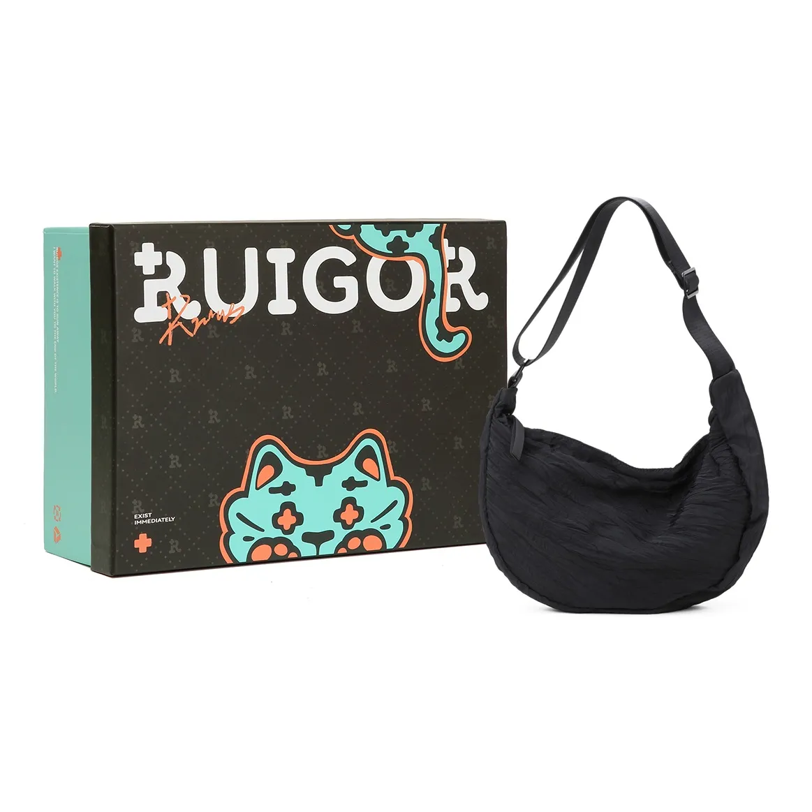 RUIGOR Ткань Пельмени Сумка через плечо Стандартная Унисекс Черная