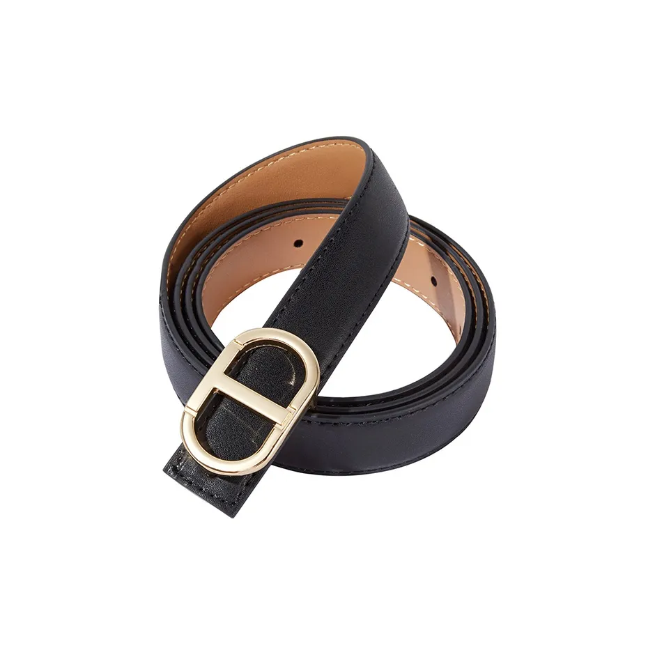 TUCANO Korean Style Decoration Suspender Skirt With Smooth Buckle Leather Belts Women's Black / Brown Width  2.4cm