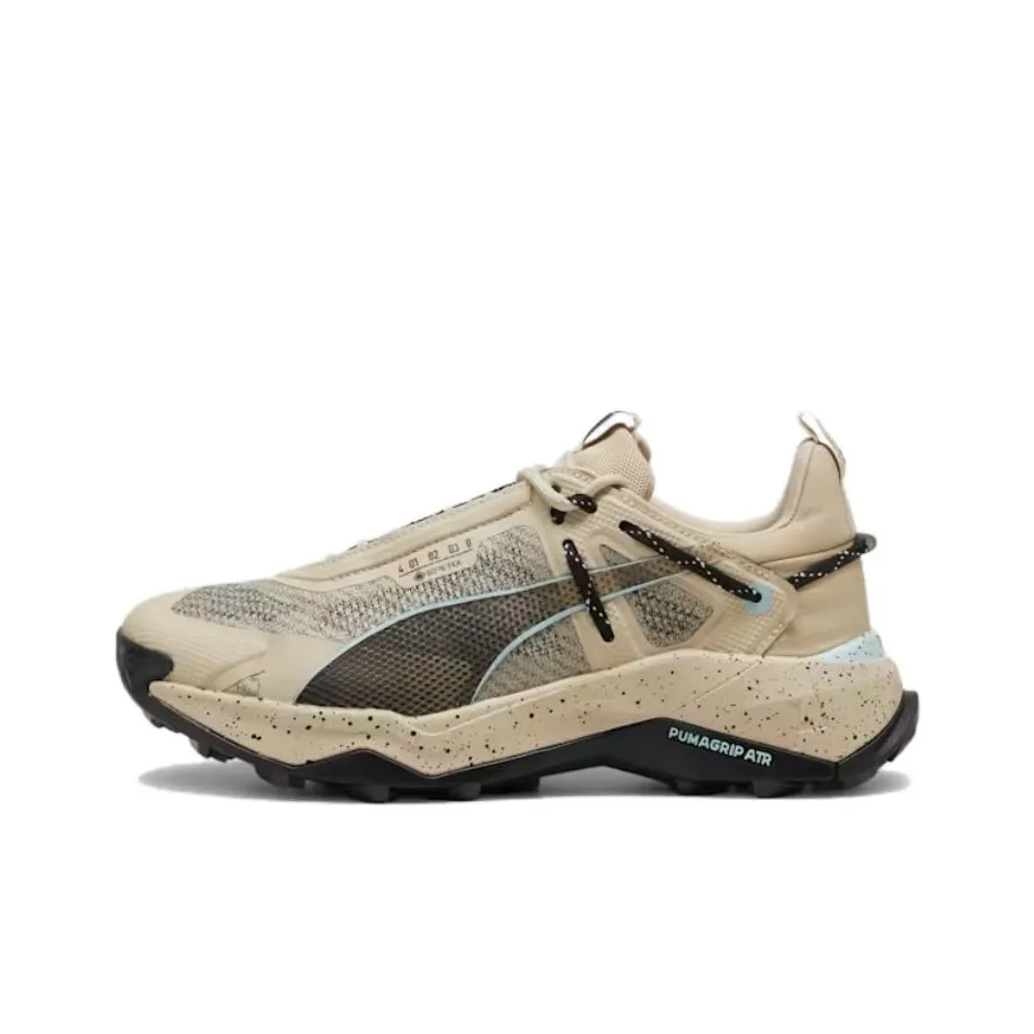 PUMA Explore NITRO GORE TEX Cushioning Wear Resistant Low Top Hiking Shoes Women's Gray Green