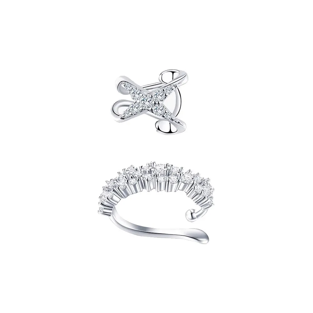 LELOUP Синтетический кубический цирконий Заколка для волос Серьги On Женские Серебряные