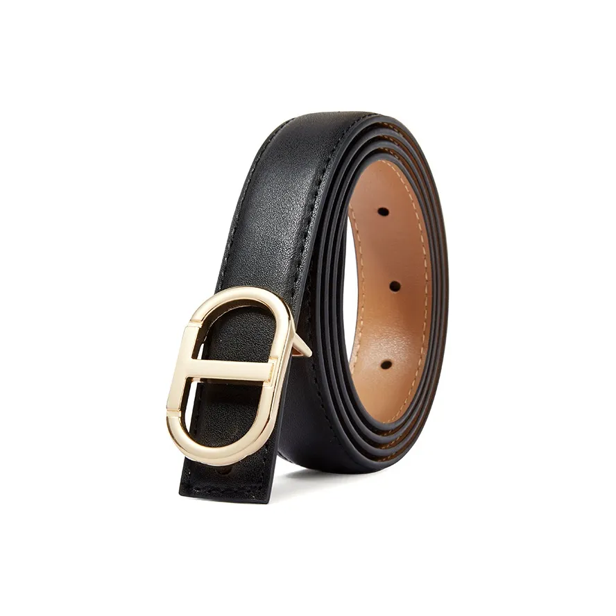 TUCANO Korean Style Decoration Suspender Skirt With Smooth Buckle Leather Belts Women's Black / Brown Width  2.4cm