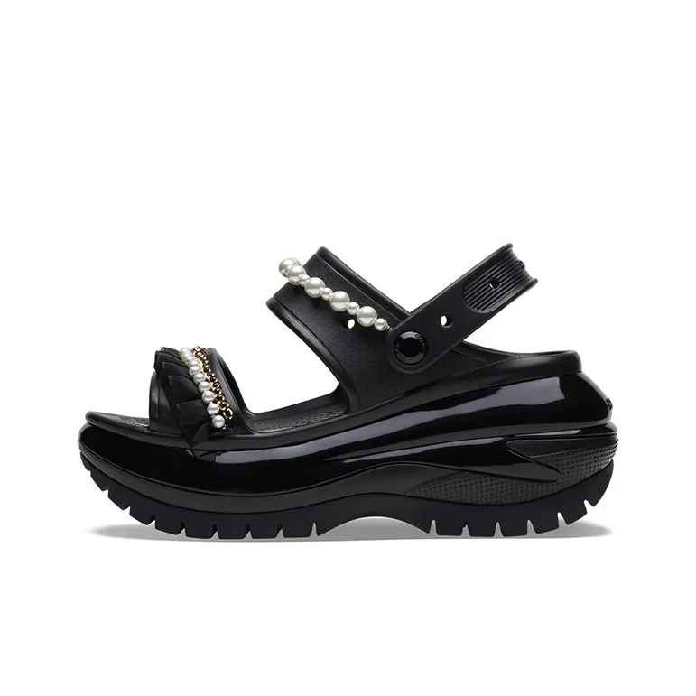 Crocs Mega Crush Pearl Ruffle Sandal 
Black
 Women
s