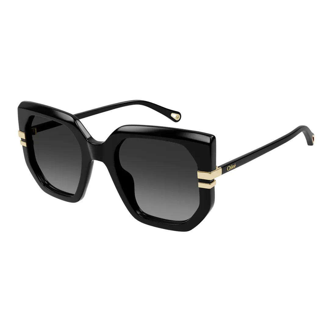Chloe Recycled Acetate Irregular Shape Sunglasses Women's Black