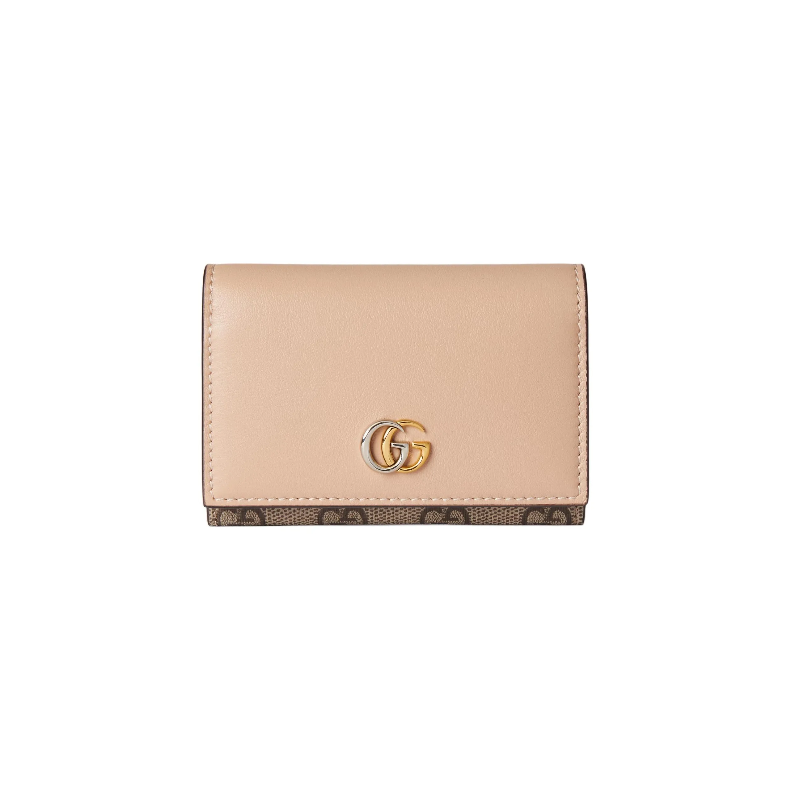 GUCCI GG Marmont Supreme Холст с кожей Комбинированный Держатель для карт кошелек Женские Бежевый и Эбеновый