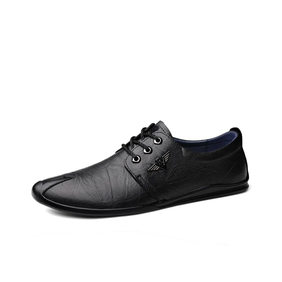 LAORENTOU Casual Leather Shoes Men's Low Top Light Brown/Dark Brown