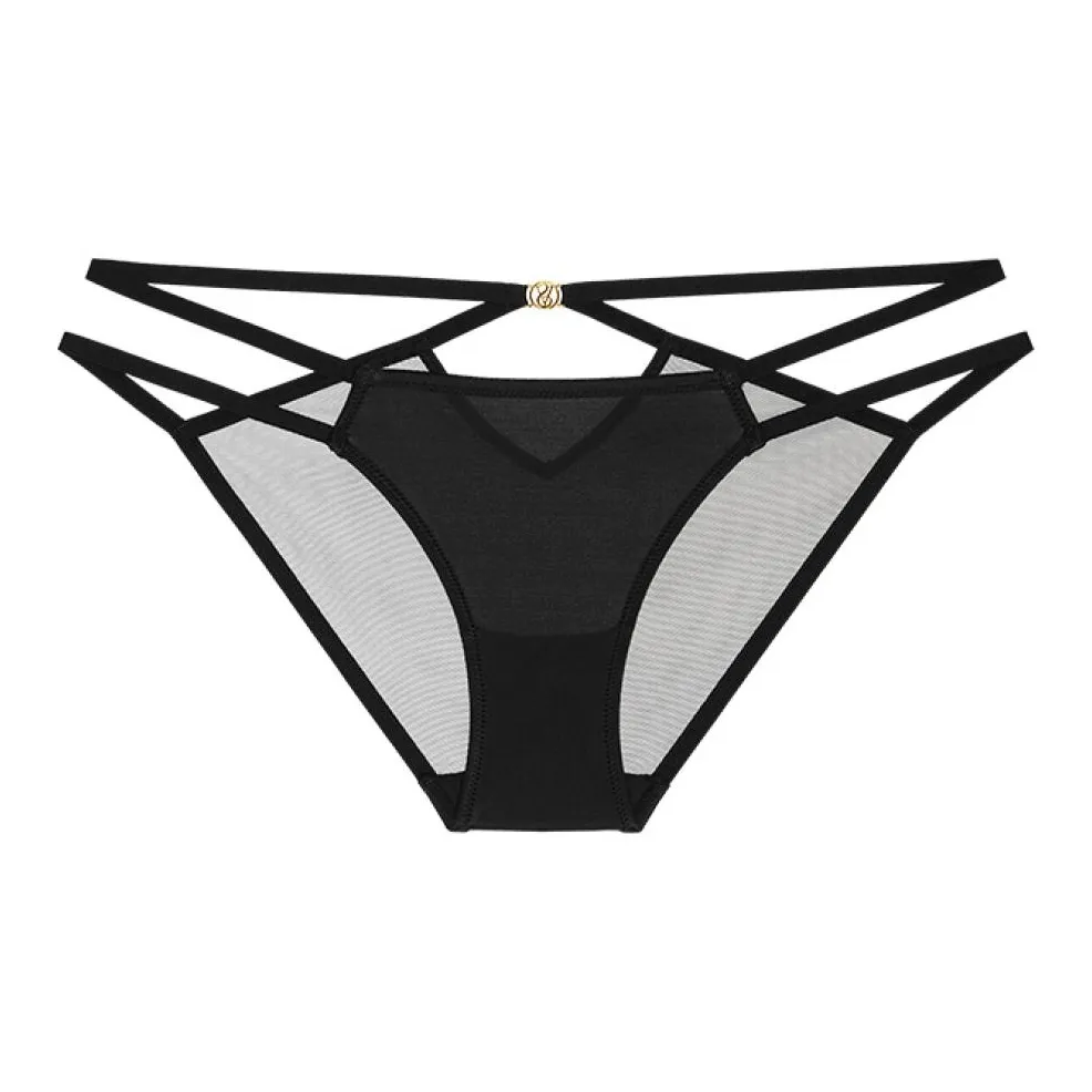 Victoria's Secret Thin Strip Cross Hollow / Black Underpants Women's 1 Pack Black