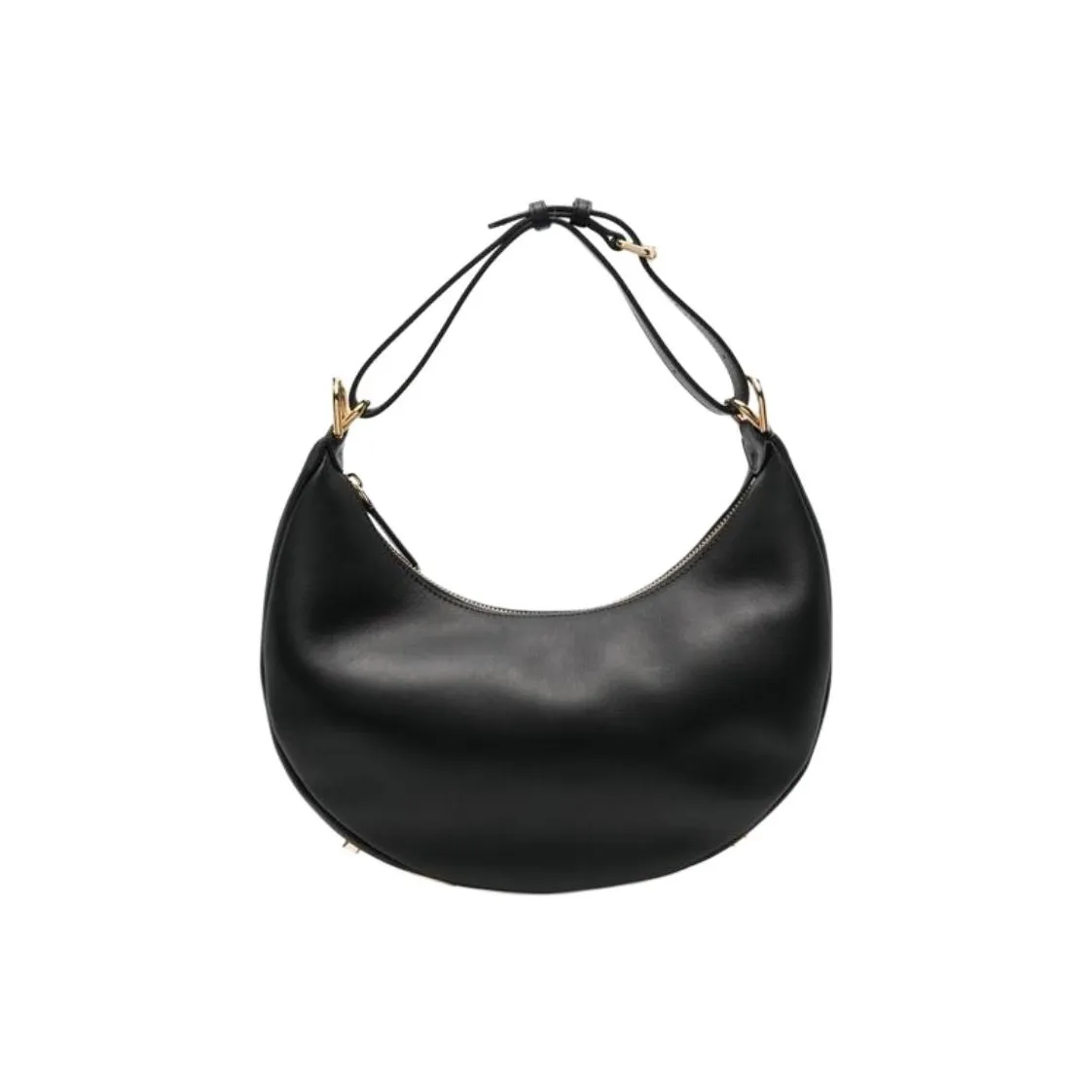 FENDI Fendigraphy Calfskin Crescent Bag Shoulder Bag Handbag Shoulder Bag Small Size Women's Black