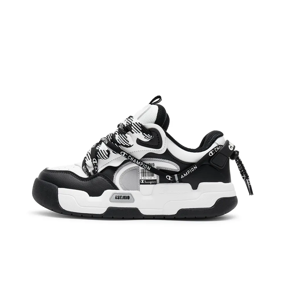 Champion Live Skate Slip-Resistant Abrasion-Resistant Low-Top Skateboard Shoes Unisex Black White Чемпион Live Skate противоскользящие устойчивые к истиранию низкие топовые скейтбордические кроссовки унисекс черный белый