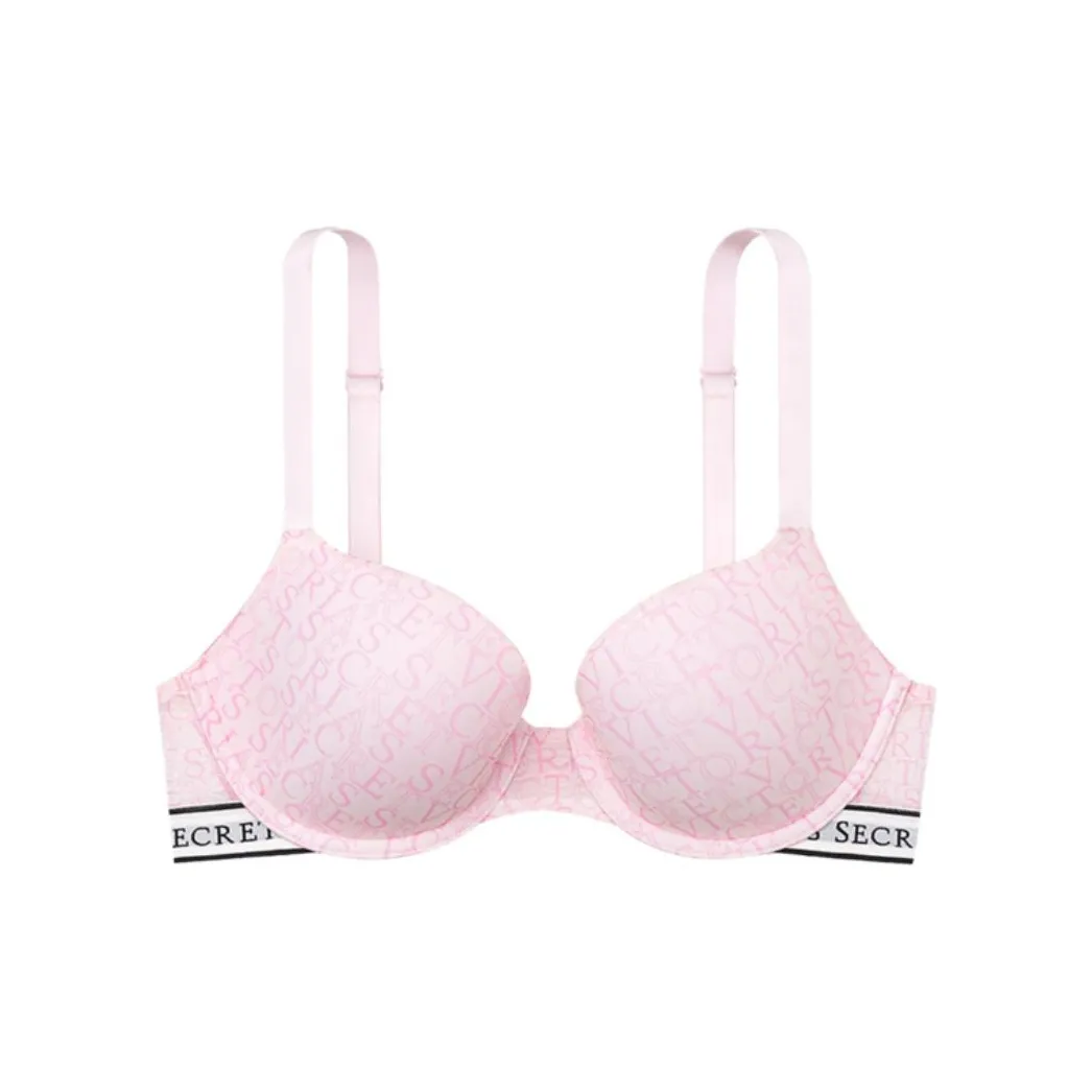 Victoria's Secret Xiaobing Cup Series 9604 Thin Padding Style LOGO Bottom Circumference Bra Women's Vibrant Pink