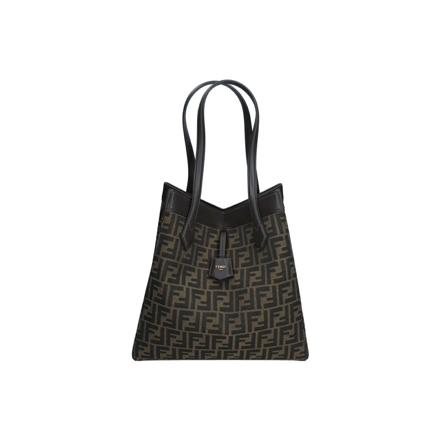 FENDI Polyester With Calfskin Paper Folding Bag, Bucket Bag, One Shoulder Handbag Tubas Women's Brown
