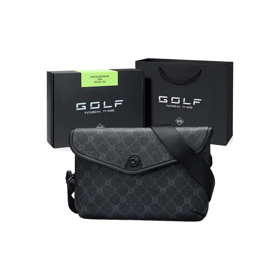GOLF PVC Cell Phone Pouch Envelope Bag Crossbody Bag Shoulder Bag Small Size Men's Black