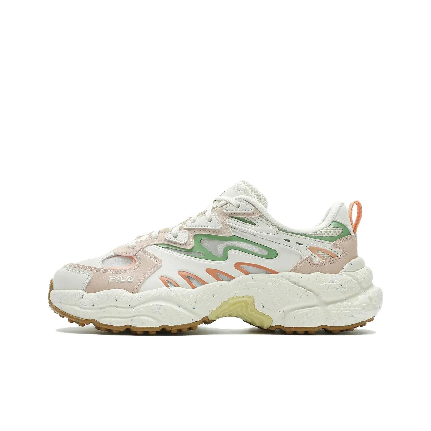 FILA Fern Fern Sneakers Breathable Support Low Top Chunky Sneakers Women's White Pink