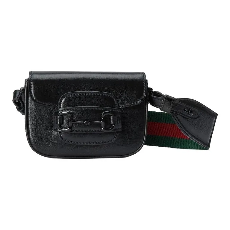 GUCCI Horsebit 1955 Leather Shoulder Bag Crossbody Bag Handbags Extra Mini Women's Black