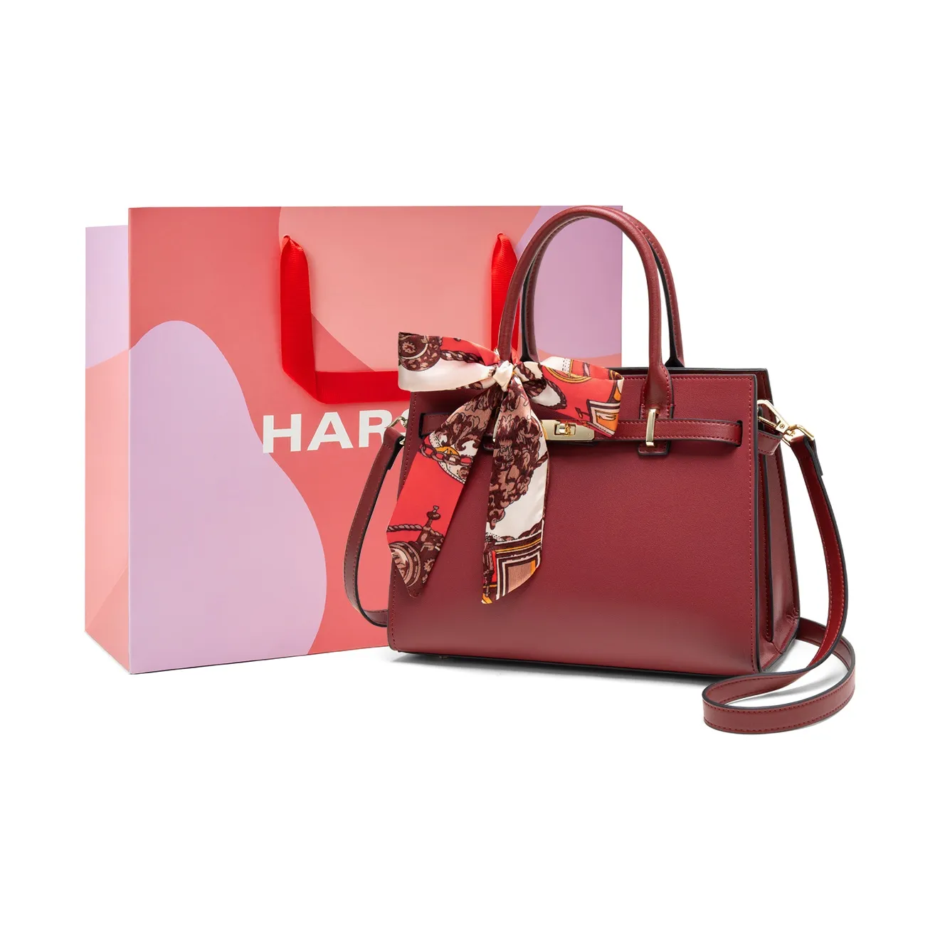 HARSON Cow Leather With Synthetic Leather Handbag, Crossbody Bag, Wedding Bride Bag Women's Red