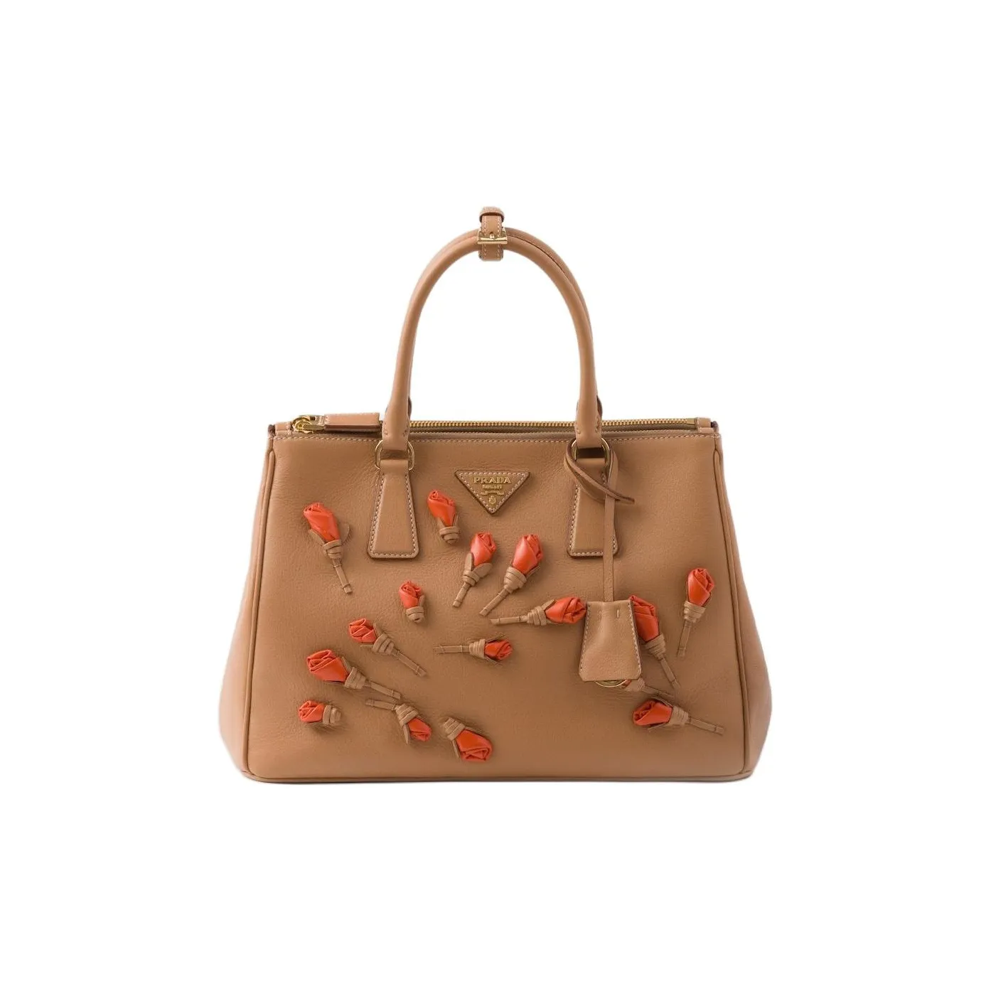 PRADA Leather Shoulder Bag, Crossbody Bag, Handbag Tubas Women's Natural & Orange
