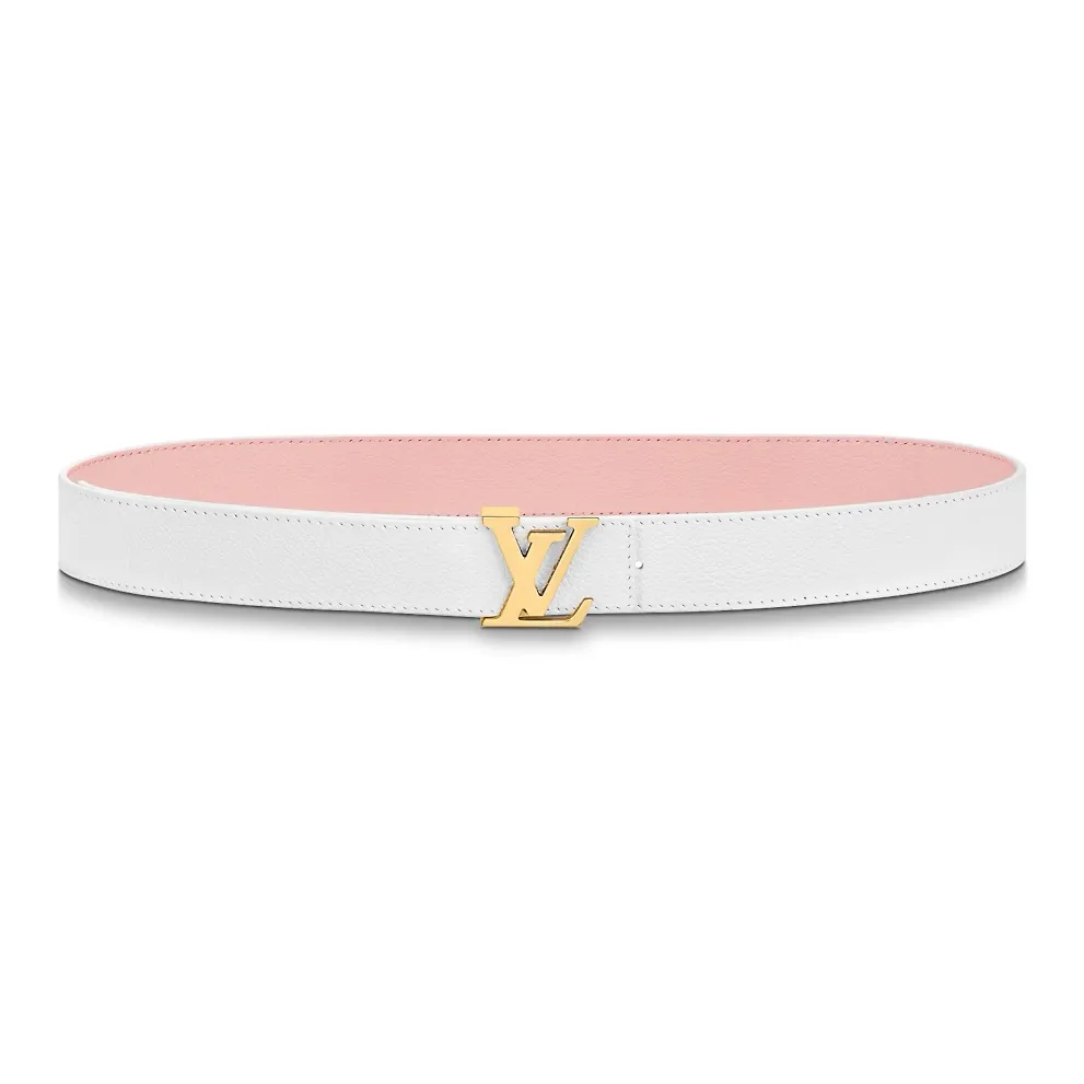 LOUIS VUITTON Double Sided Logo Letter, Smooth Buckle Leather, Metal Leather Belts Women's White/Pink Width  3CM