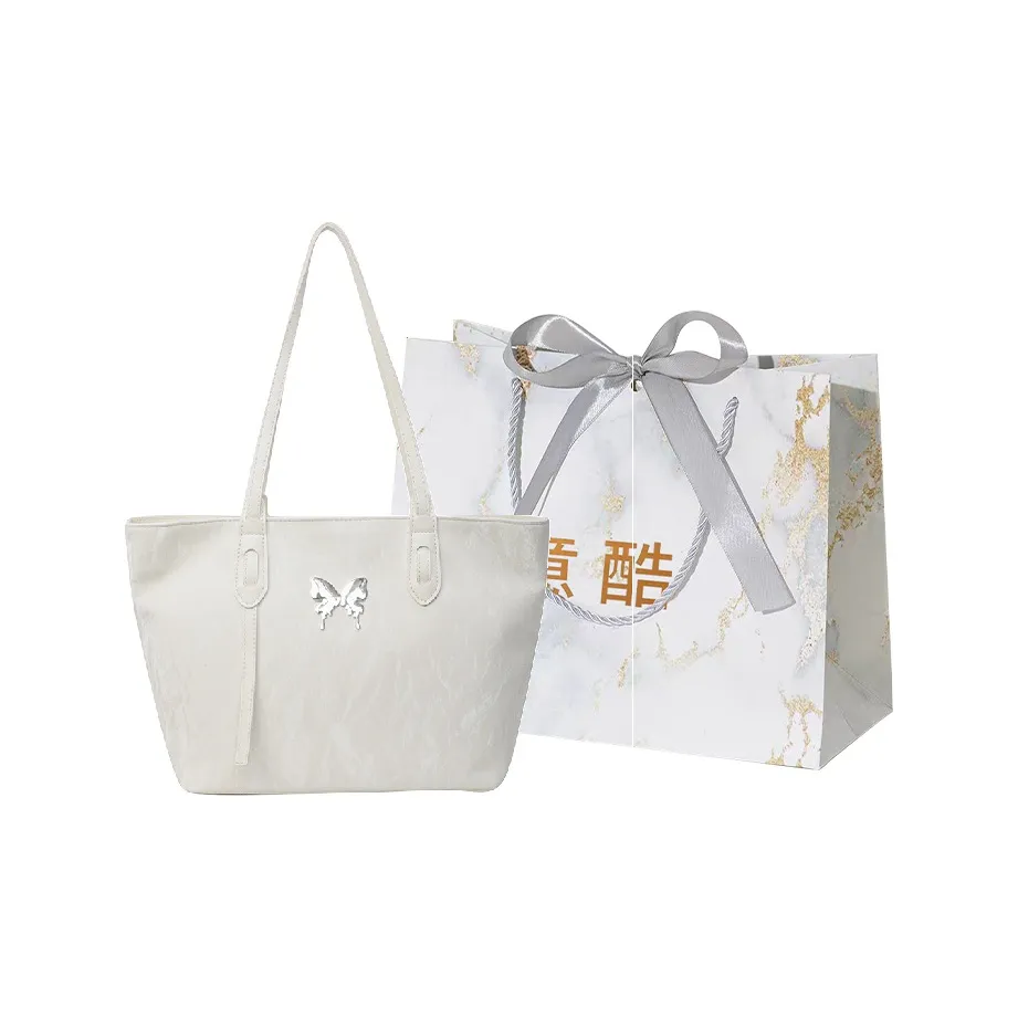 Cool PU Tote Bag, Shopping Bag, Shoulder Bag Women's White/Pink/Black