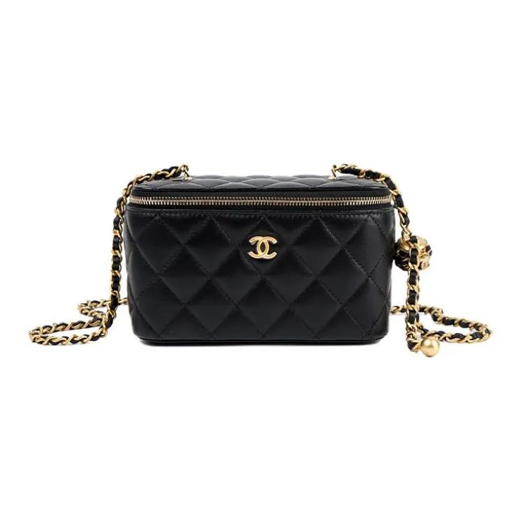 CHANEL Sheepskin Crossbody Bags Women's Black