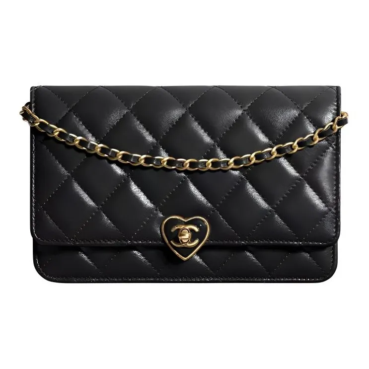 CHANEL WOC Sheepskin Wallet, Shoulder Bag, Crossbody Bag Women's Black