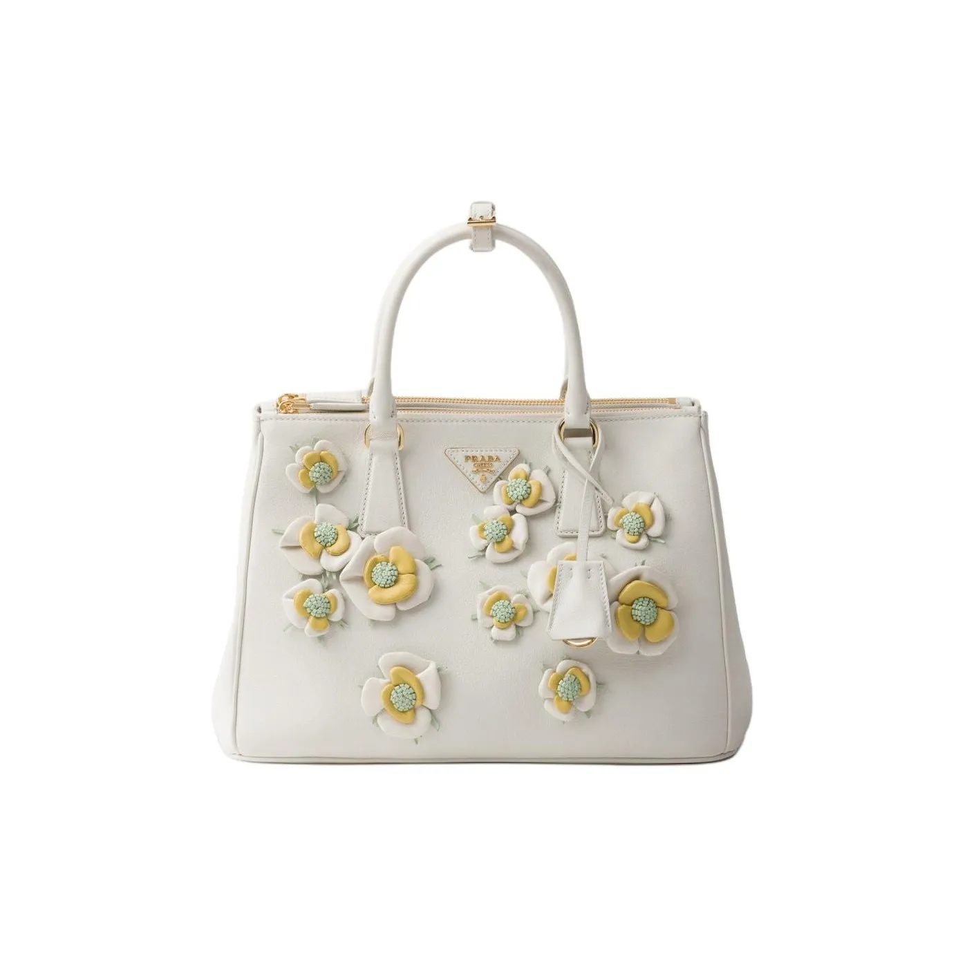 PRADA Galleria Killer Bag Leather Shoulder Bag, Crossbody Bag, Handbag Tubas Women's White & Pineapple Yellow
