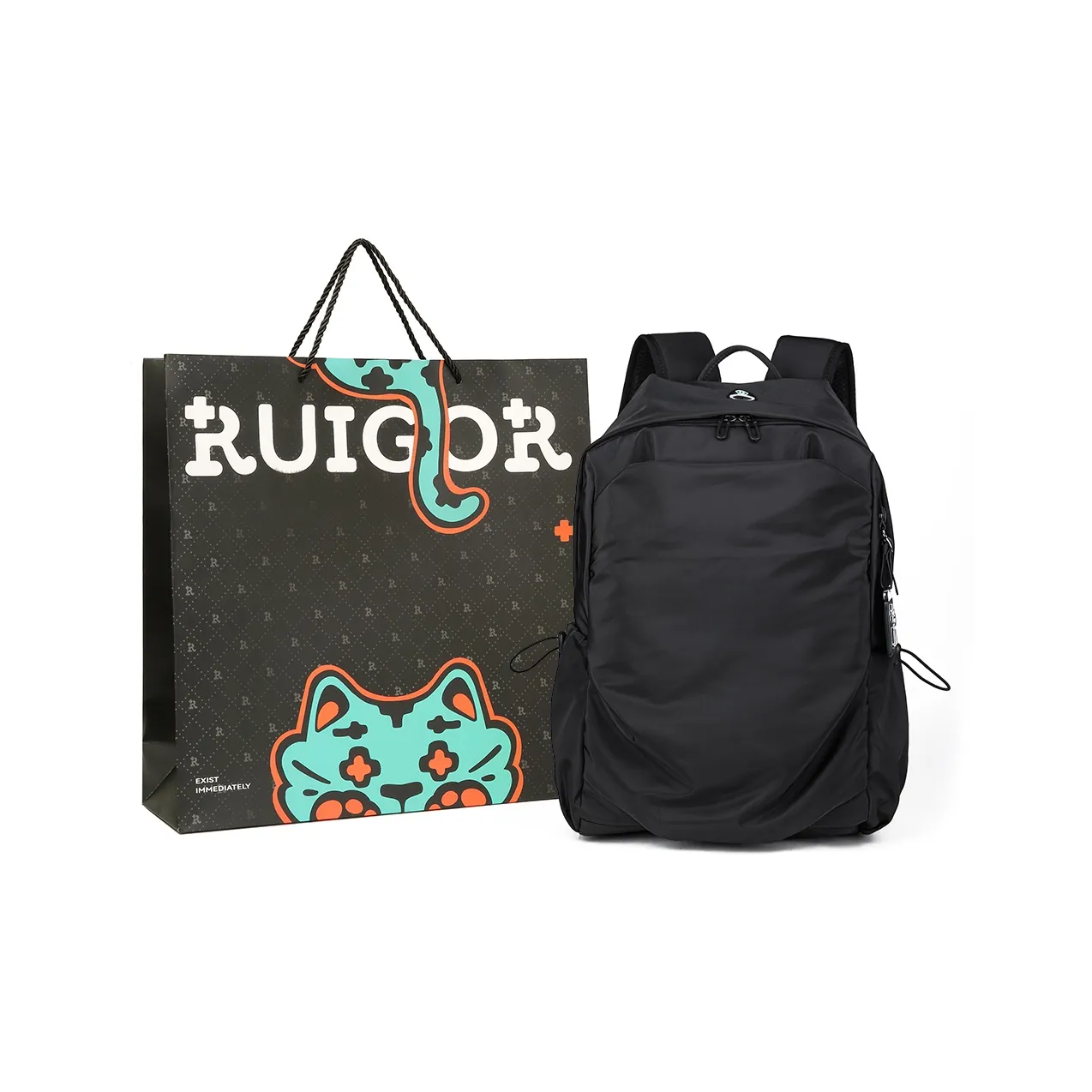 RUIGOR Ткань Путешественная Сумка Рюкзак Стандартный Унисекс Черный Камуфляж Черный