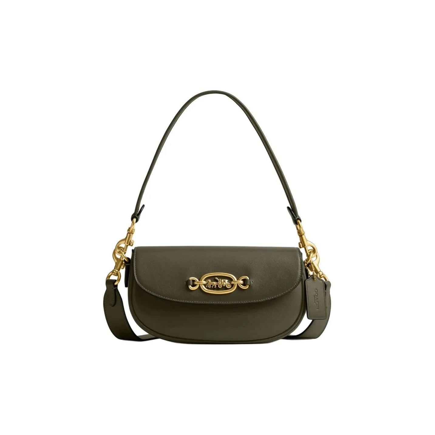 COACH Glove Leather Saddle Bags Shoulder Bags Women's Olive Green