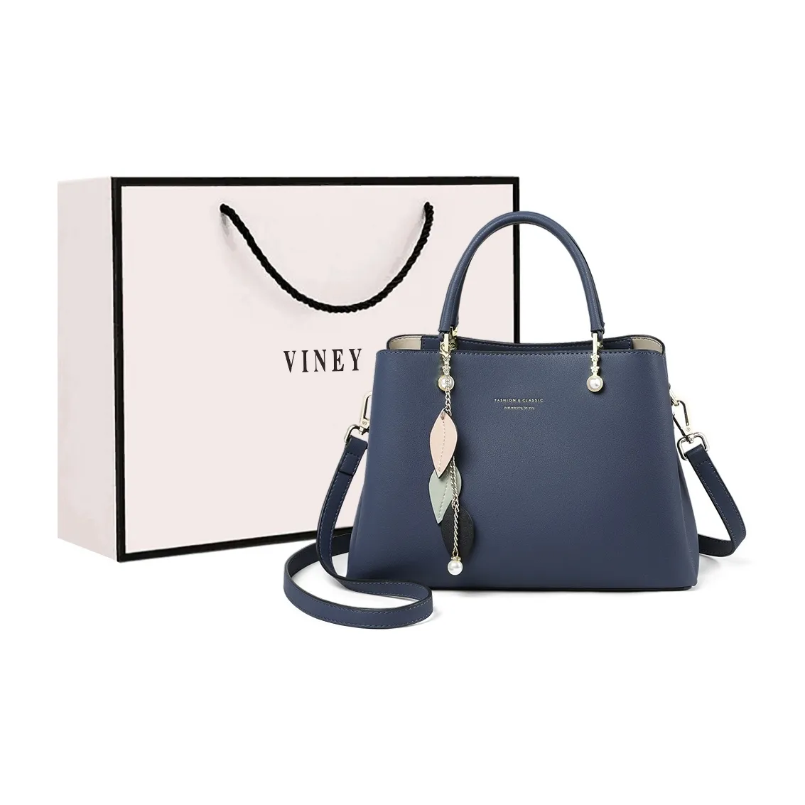 VINEY Коровья кожа Сумка Большая Женская Синяя