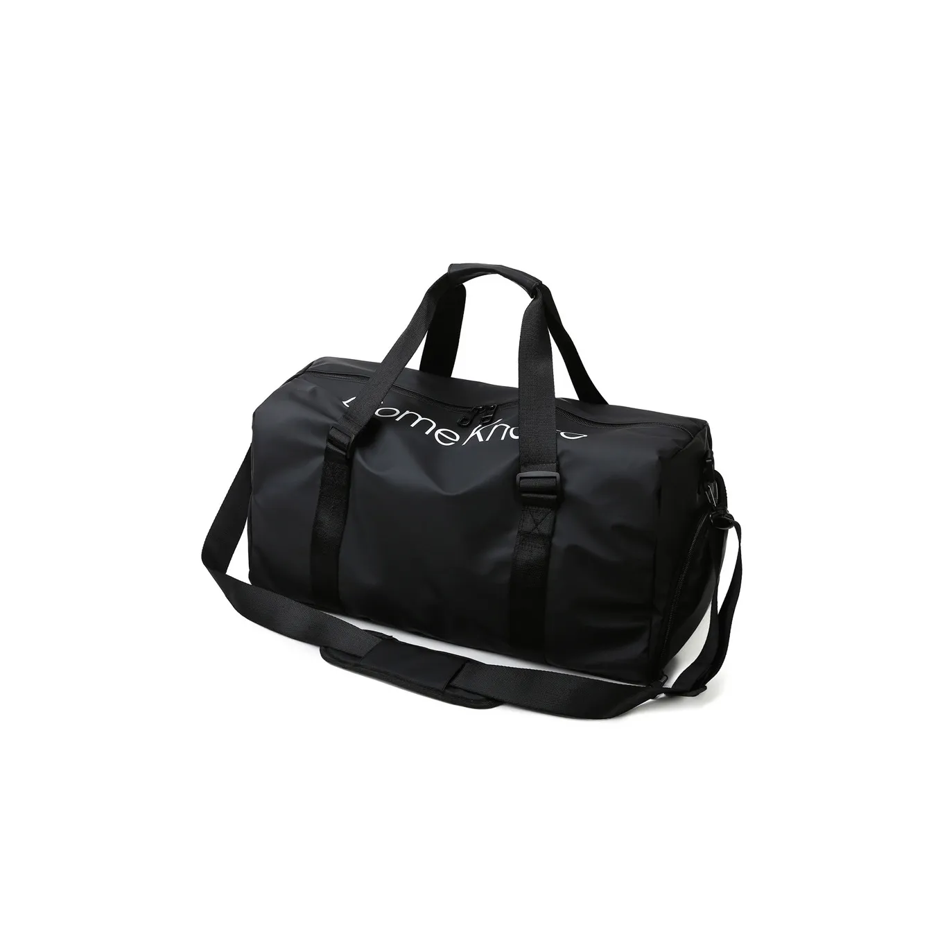 Elsvet Nylon Travel Bag Large Size Unisex White/Black