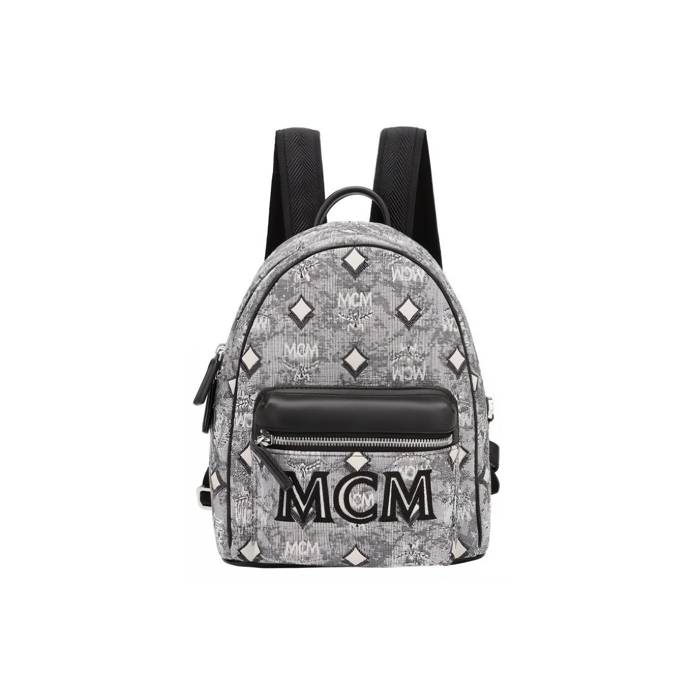 MCM Jacquard Fabric With Nappa Leather Backpack Mini Women's Gray