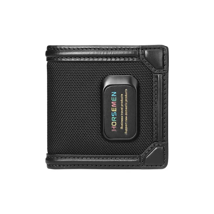 HORSEMEN Elastic Nylon Fabric Short Wallets Regular Men's Black