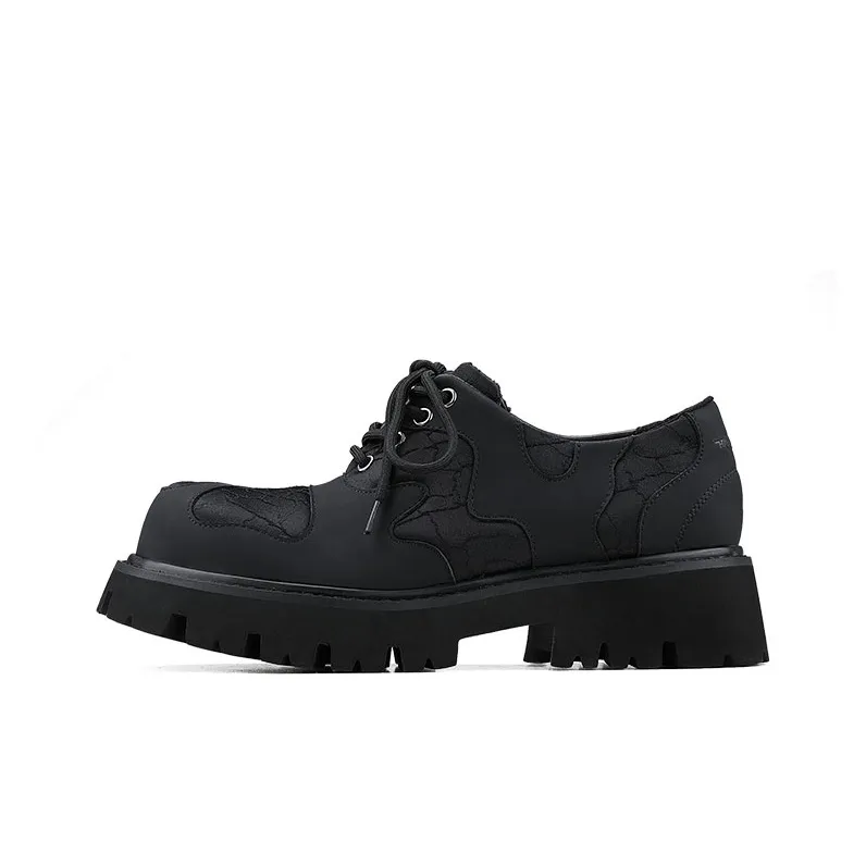 HANQIAORIJI Rakura Series Irregular Patchwork kayano Crackle Derby Multi shoes Casual Multi shoes Unisex Black