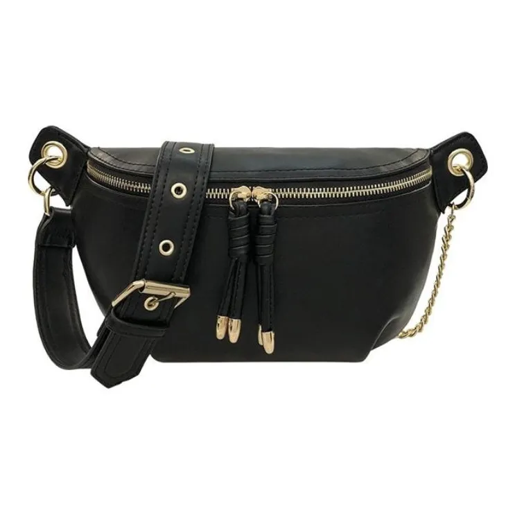 OUZIHUANG ПУ (полиуретан) Кошелек Средний Женский Черный