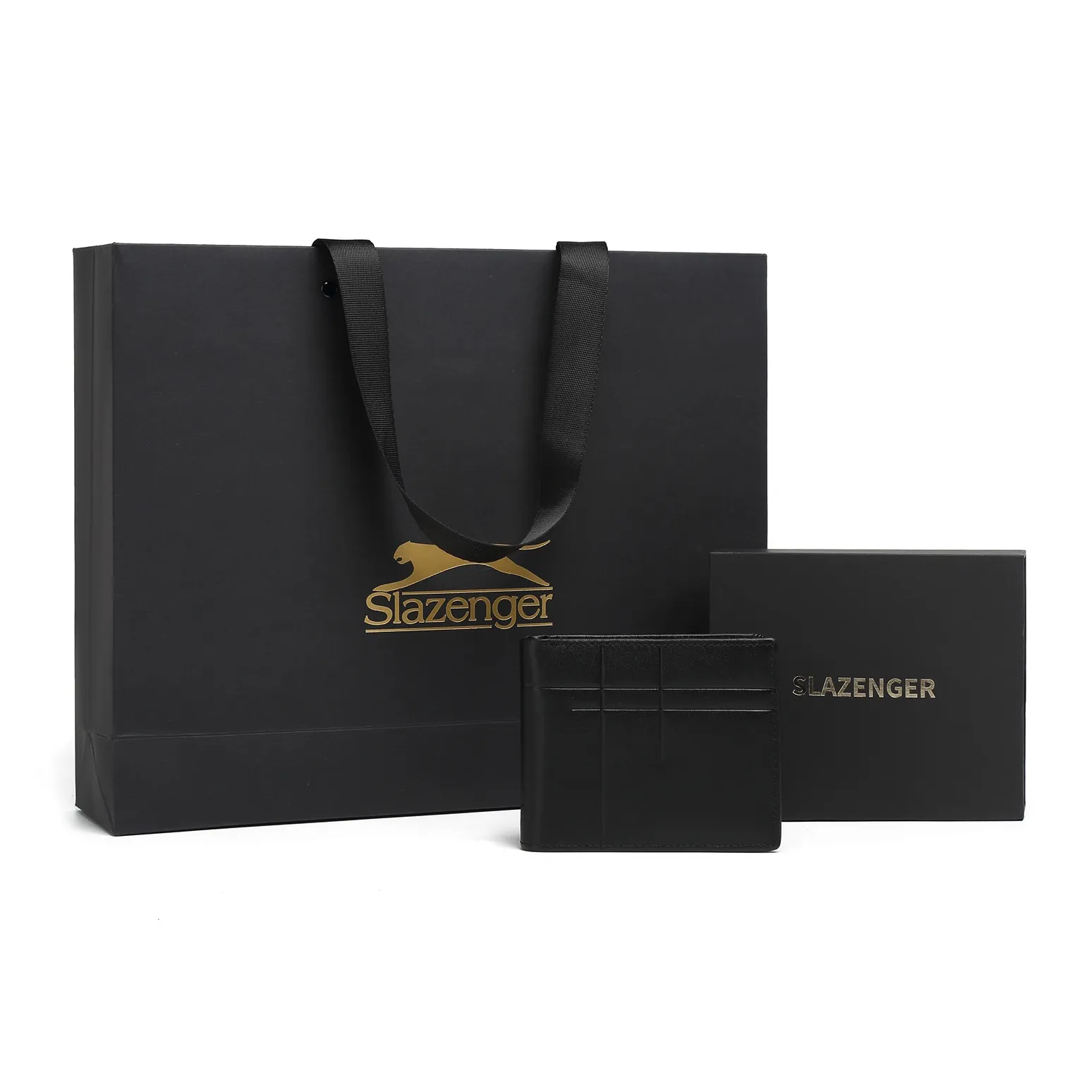 Slazenger Премиум Личие Кожа Многофункциональный Клатч Кошелек для Мужчин Черный