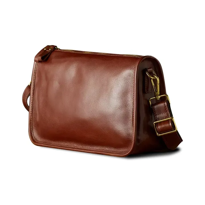 Simple&nature Top Grain Cow Leather Shoulder Bag Regular Unisex Coffee/Black