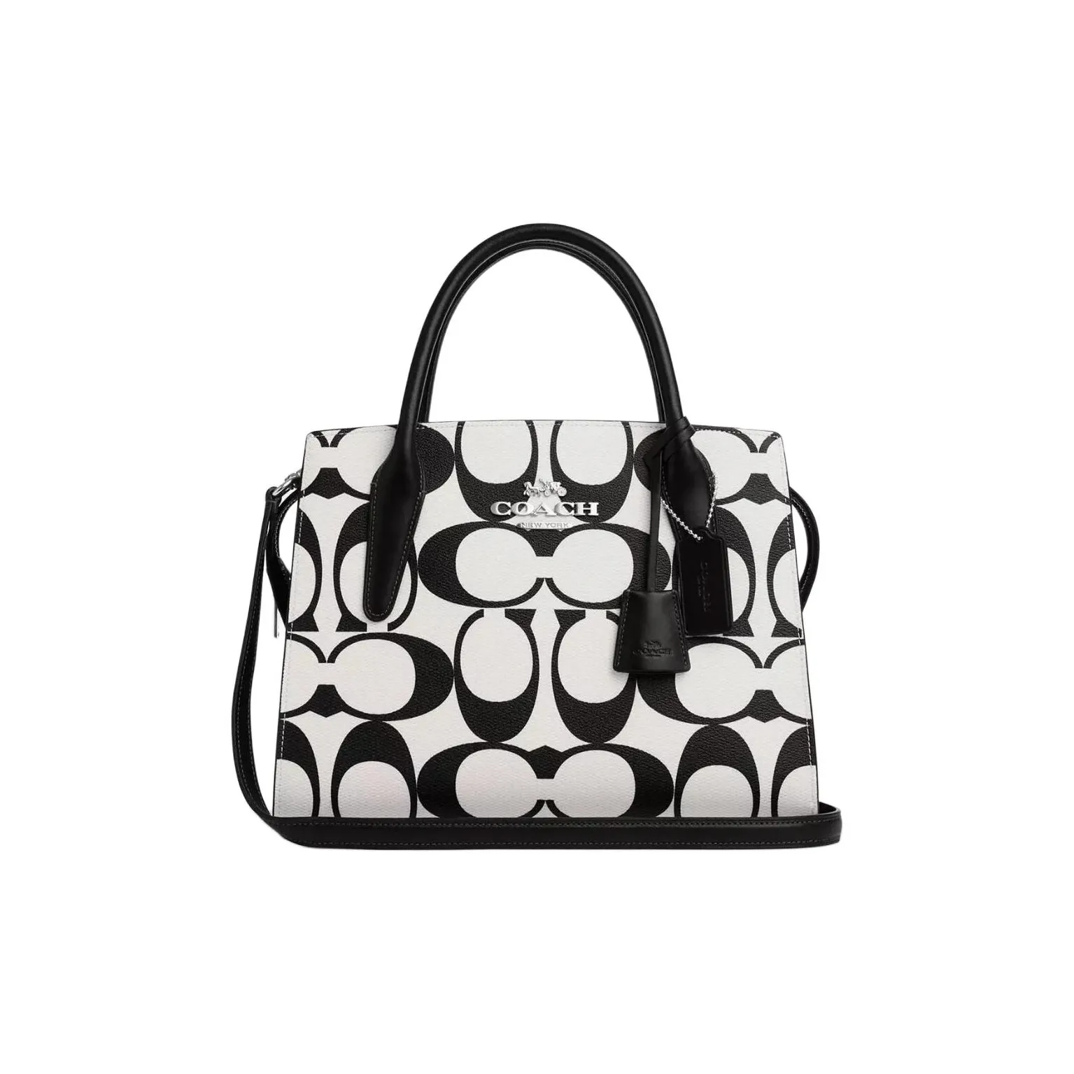COACH Canvas With Leather Tote Bag, Shopping Bag, Shoulder Bag, Handbag Tubas Women's Silver & Chalk Multicolor
