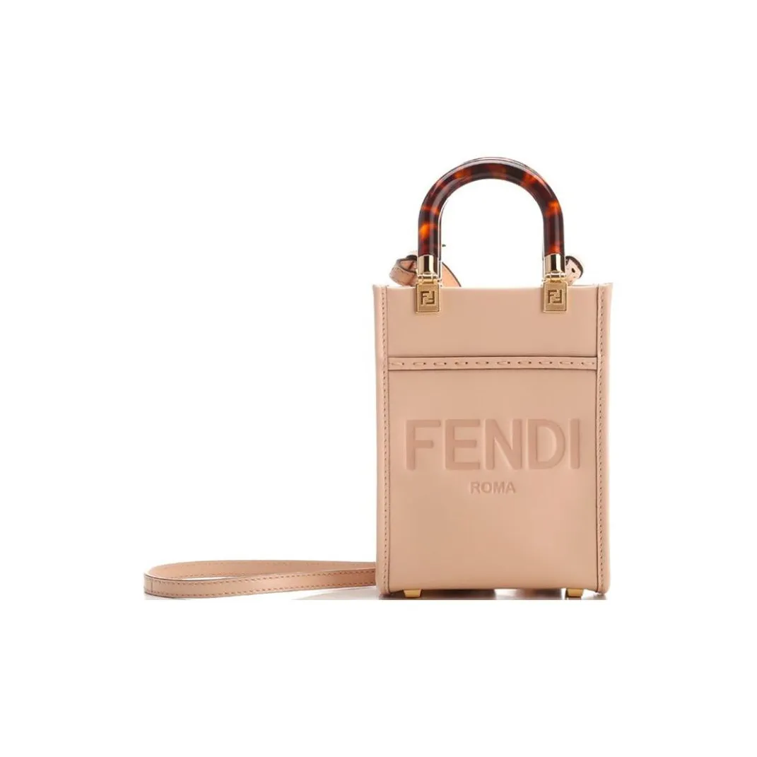 FENDI Calfskin Tote Bag, Shopping Bag, Sunshine Bag, Crossbody Handbag, Shoulder Bag Mini Women's Light Pink