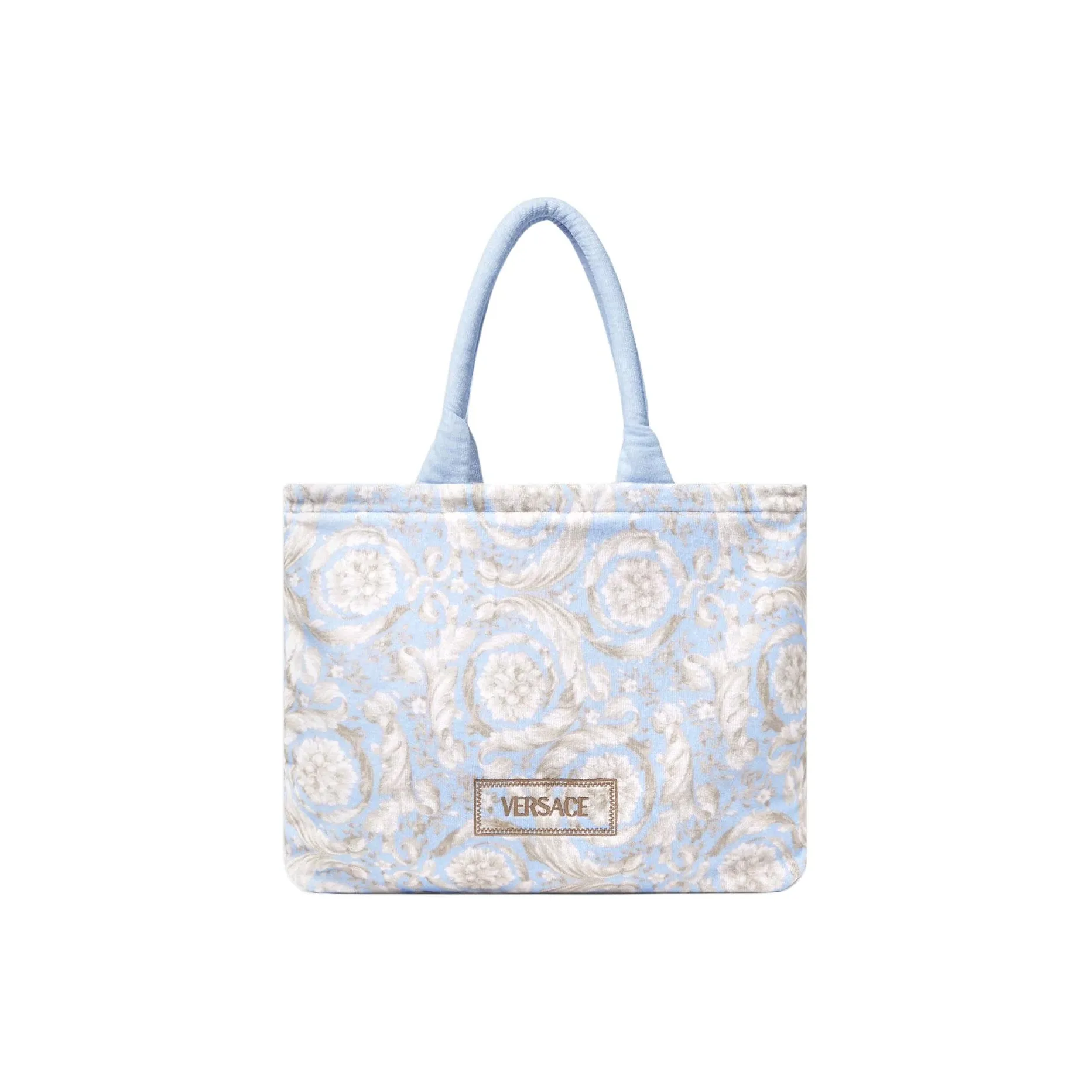 VERSACE 100% Cotton Tote Bag Shopping Bag Handbag Unisex Blue