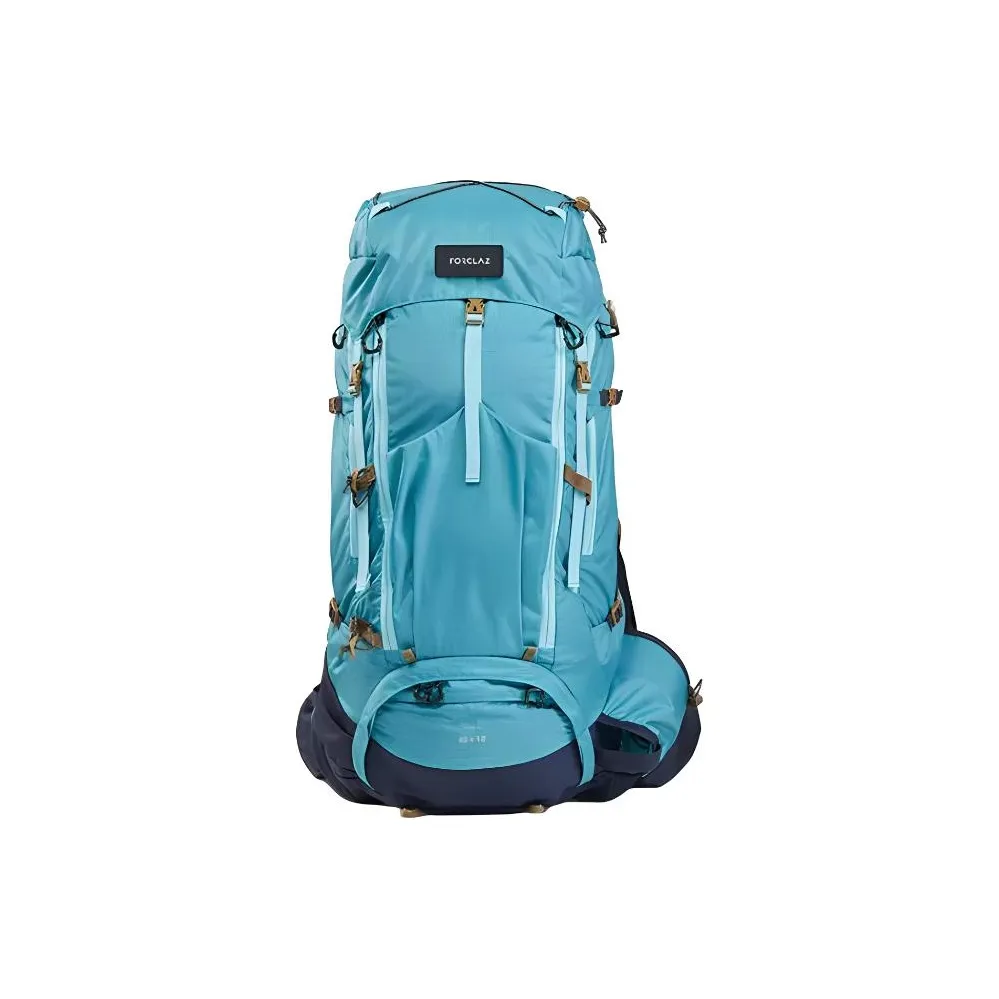 DECATHLON Polyester Outdoor Hiking Bag Backpack Unisex Fierce Orange/Dark Mineral Blue/Cerulean