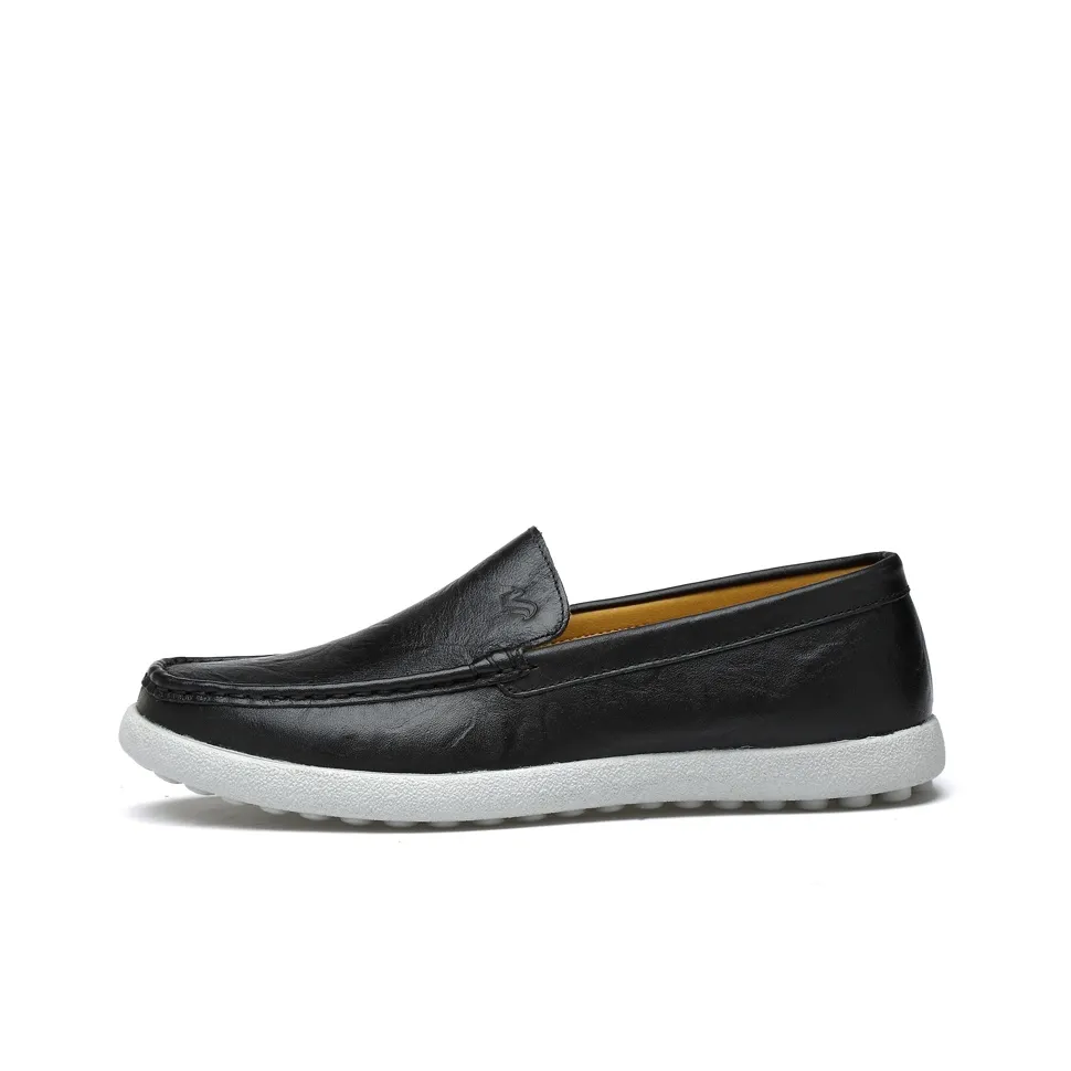 LAORENTOU Casual Leather Shoes Men's Low Top Dark Brown/Light Brown/Black/Blue