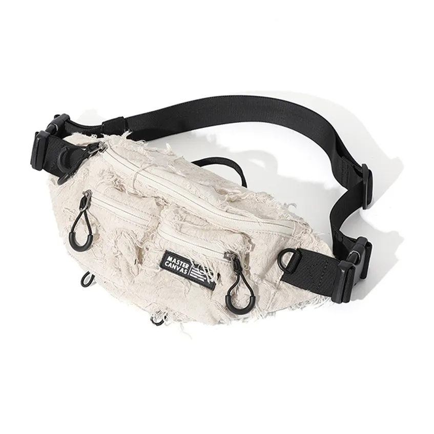 MASTER CANVAS Спортивная сумка-бананка унисекс ткань белый черный