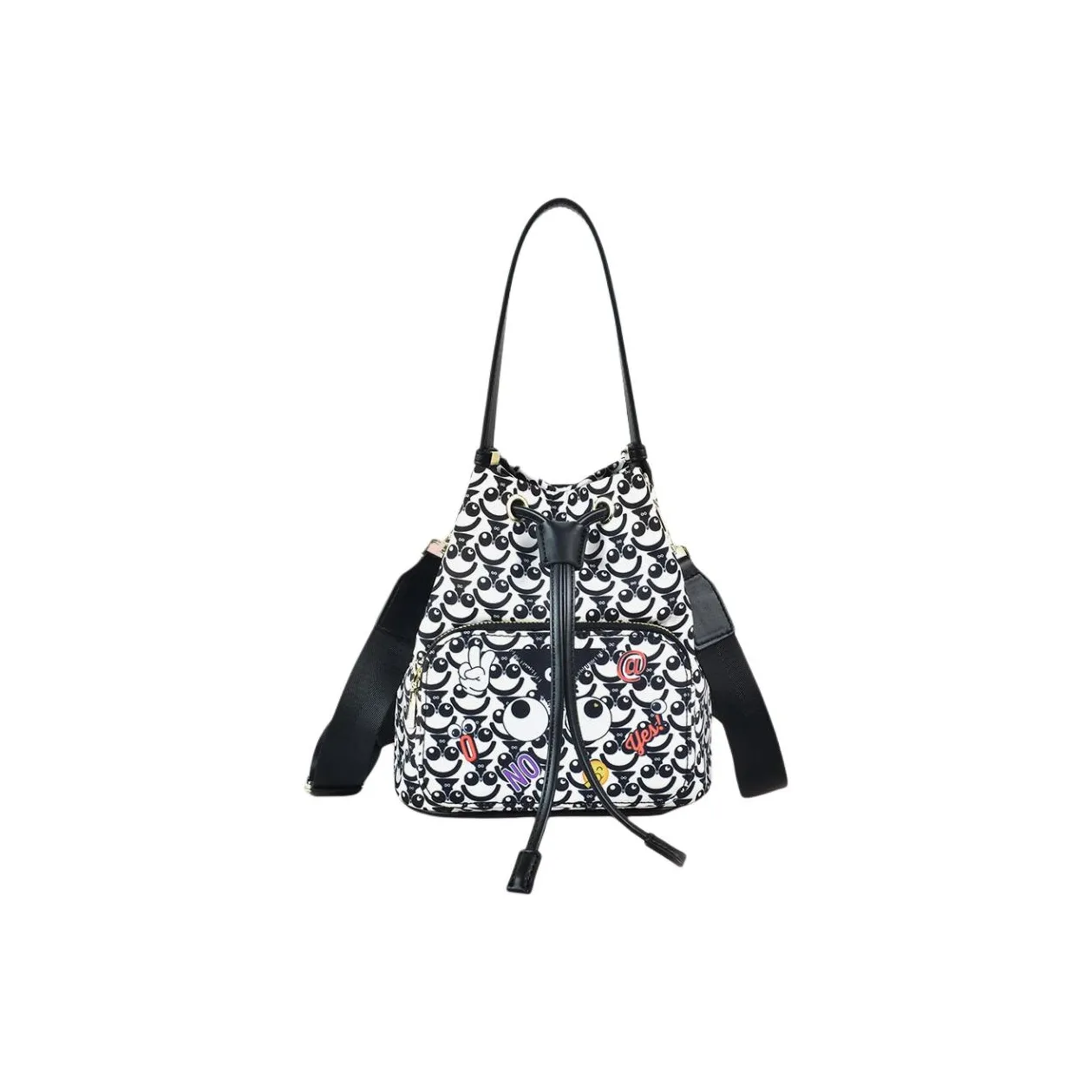 EYE THEME PU Bucket Bag, Portable Crossbody Bag, Shoulder Bag Women's Black & White